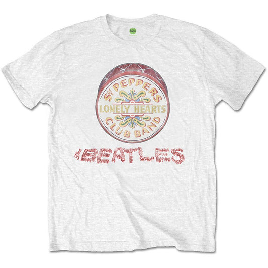 Beatles Flowers Logo & Drum Slim Fit T-shirt Front