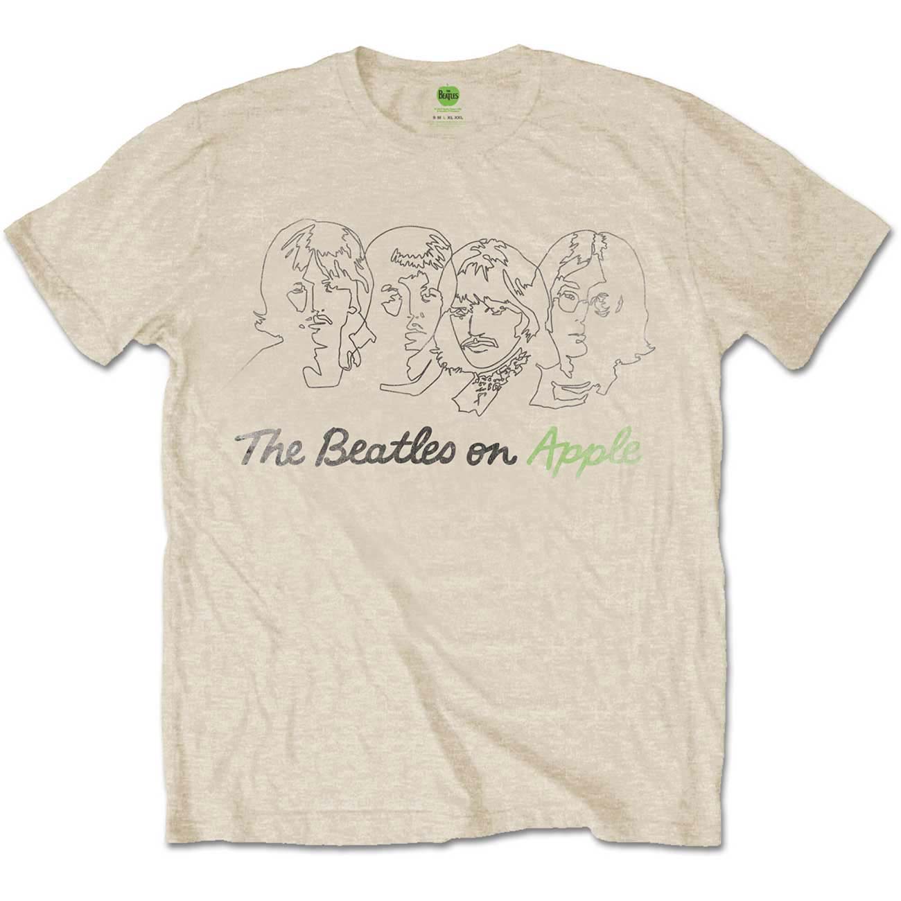 Beatles Outline Faces on Apple Slim Fit T-shirt Front