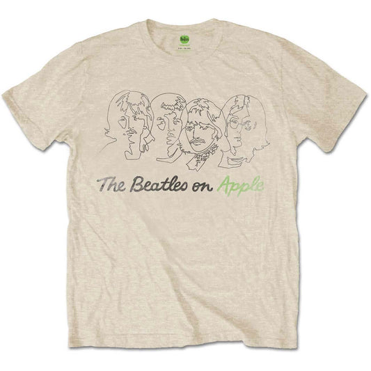 Beatles Outline Faces on Apple Slim Fit T-shirt Front