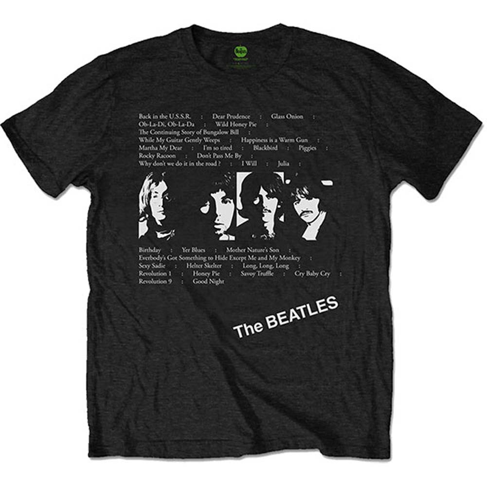 Beatles White Album Tracks (Back Print) Slim Fit T-shirt Front