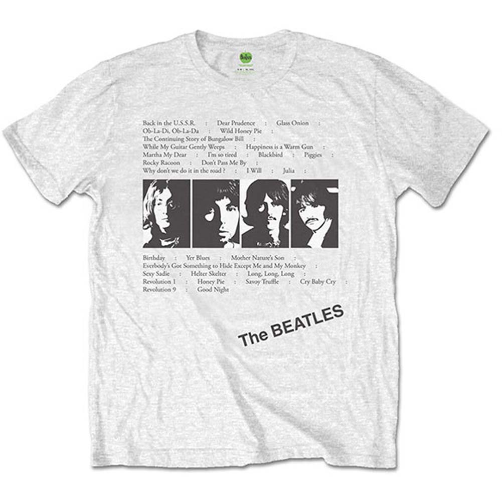 Beatles White Album Tracks (Back Print) Slim Fit T-shirt Front