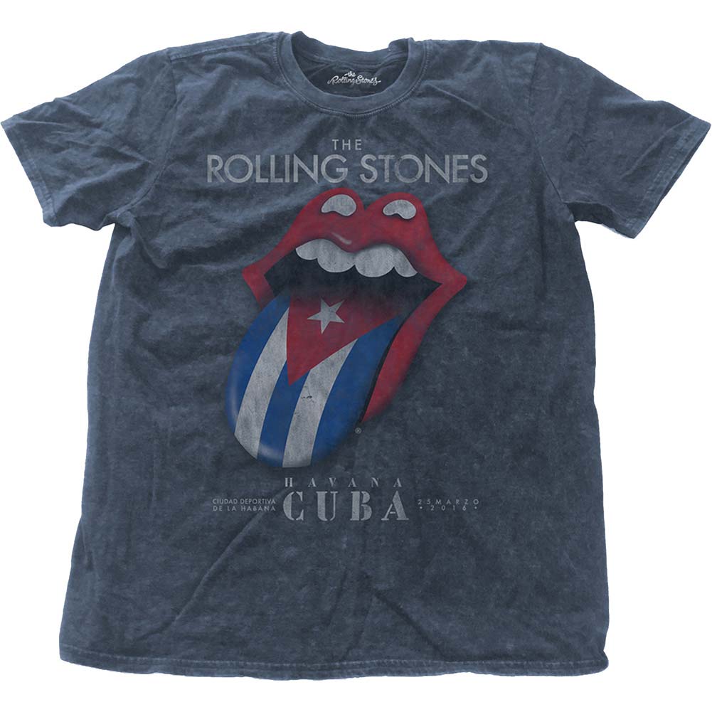 Rolling Stones Havana Cuba with Snow Wash Finishing Vintage T-shirt Front