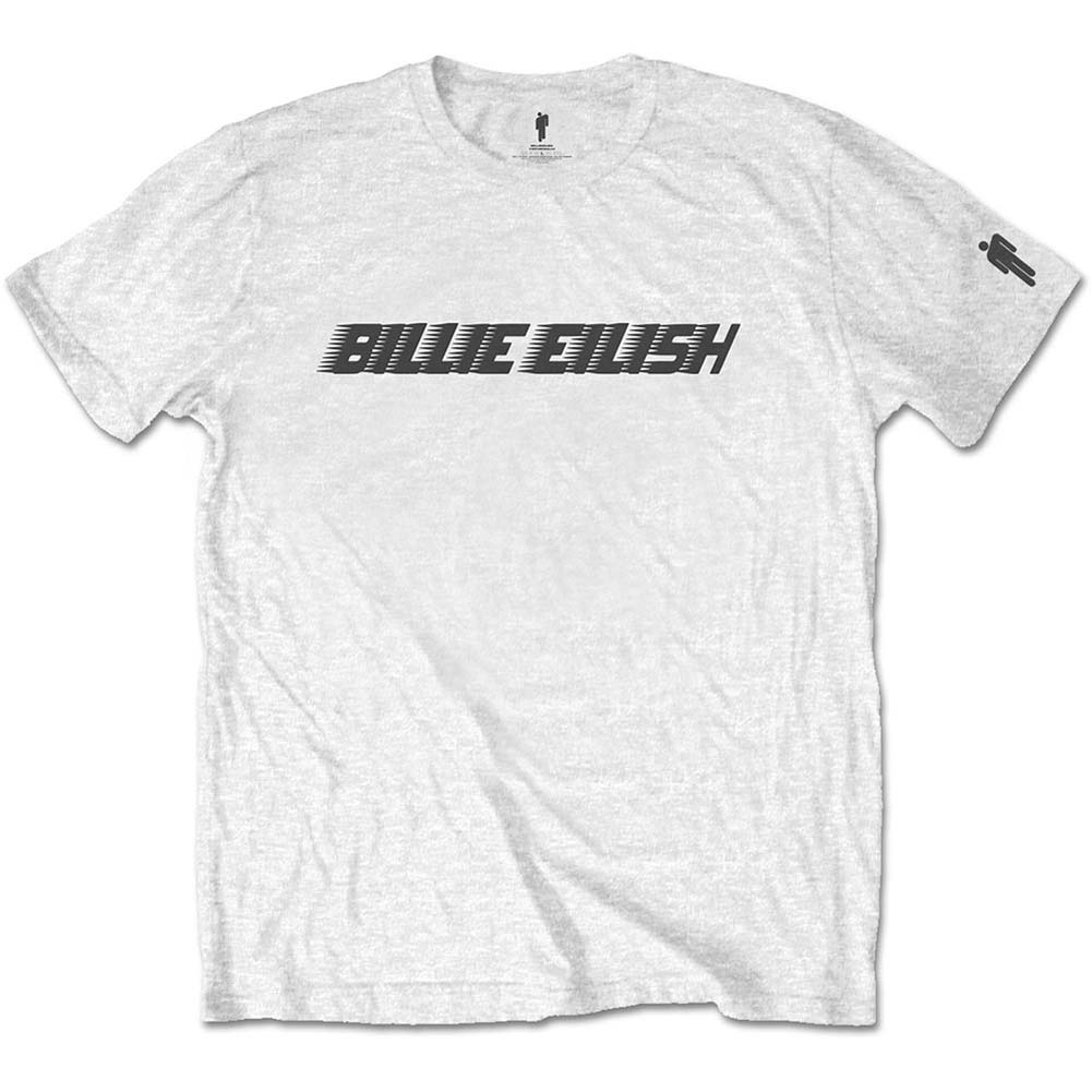 Billie Eilish Black Racer Logo (Sleeve Print) Slim Fit T-shirt Front