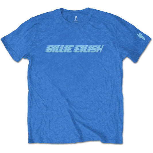 Billie Eilish Blue Racer Logo (Sleeve Print) Slim Fit T-shirt Front