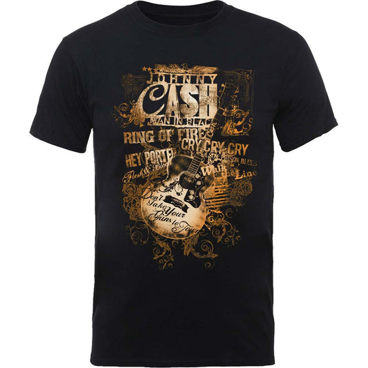 Johnny Cash Guitar Song Titles Slim Fit T-shirt Front