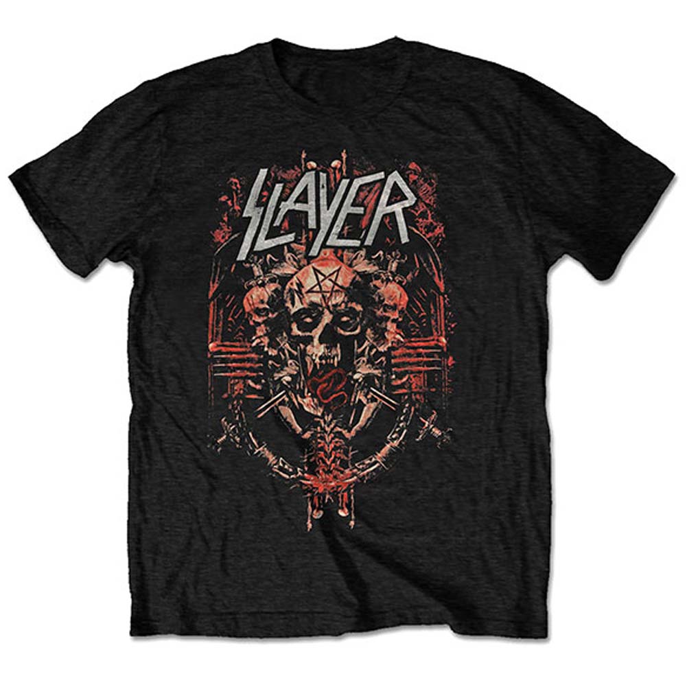 Slayer Demonic Admat European Tour 2018 (Back Print/Ex Tour) Slim Fit T-shirt Front