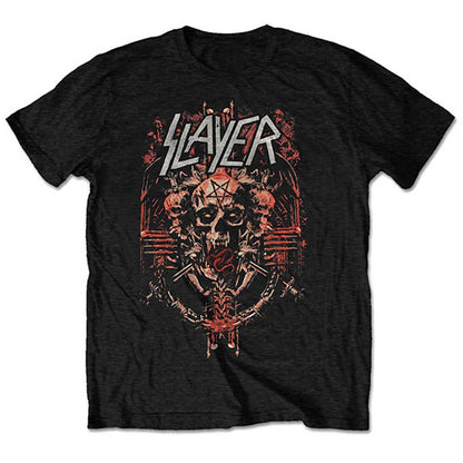 Slayer Demonic Admat European Tour 2018 (Back Print/Ex Tour) Slim Fit T-shirt Front