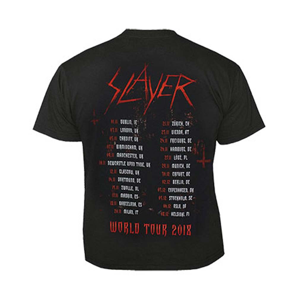 Slayer Hellthrone European Tour 2018 (Back Print/Ex Tour) Slim Fit T-shirt Back