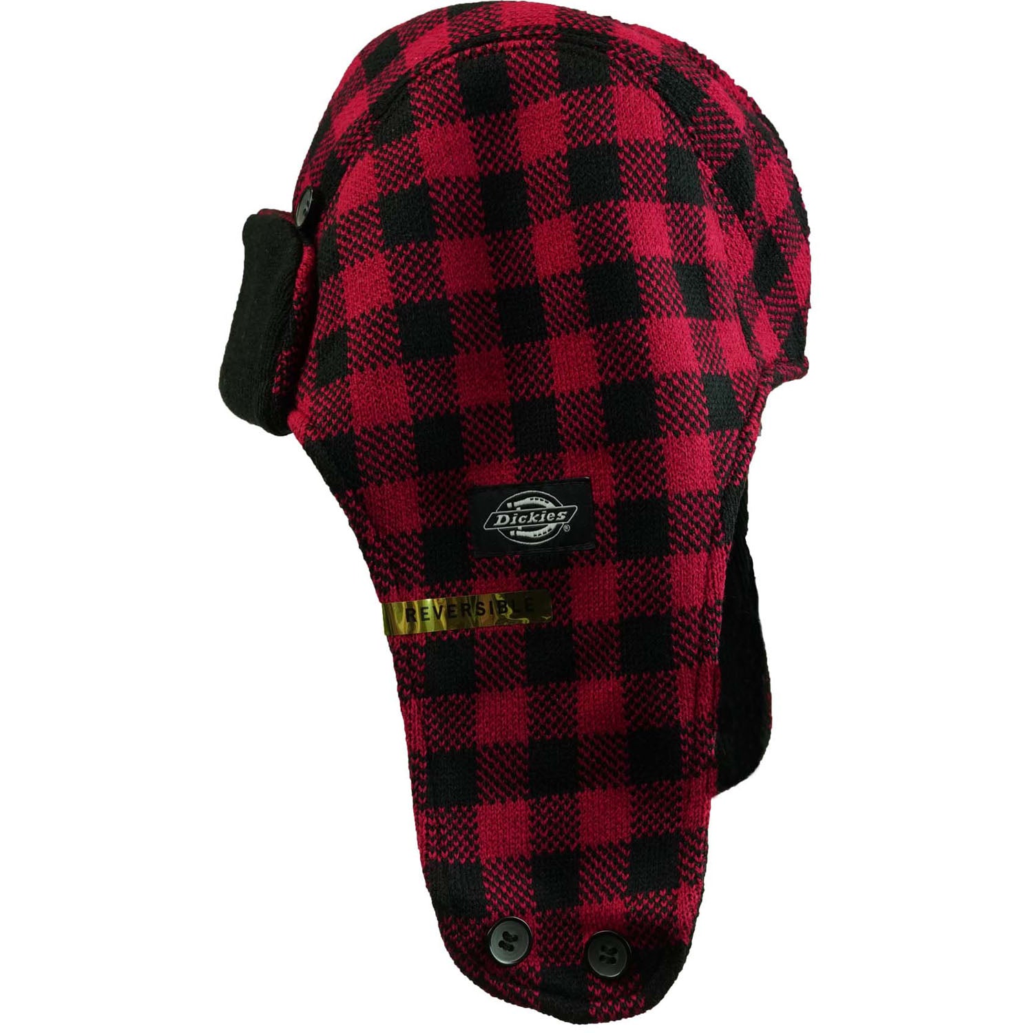 Dickies (Brand) Knit Checkered Reversible Trapper Hat Beanie Back