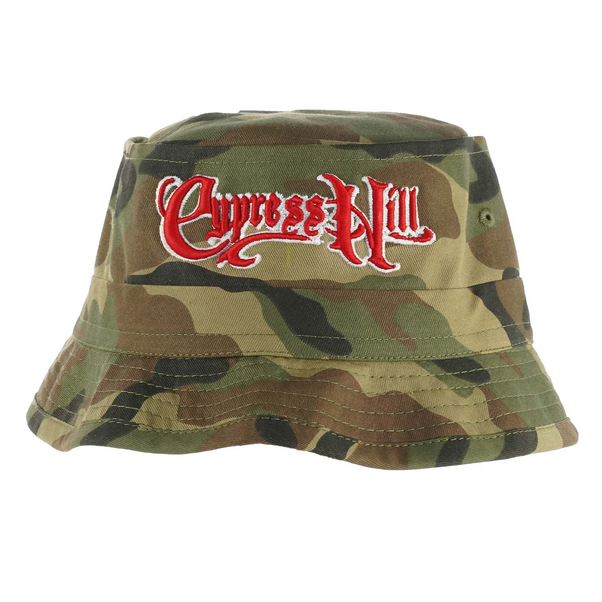 Cypress Hill Script Logo Camo Bucket Cap Front