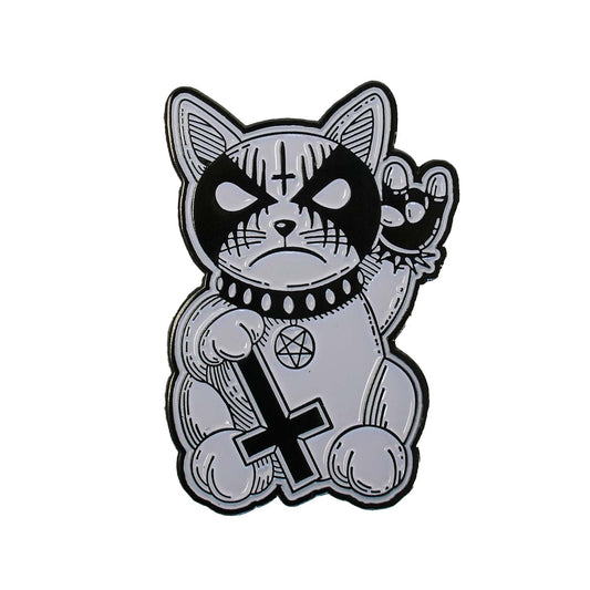 Black Metal Kvlt Cat Pewter Pin Badge