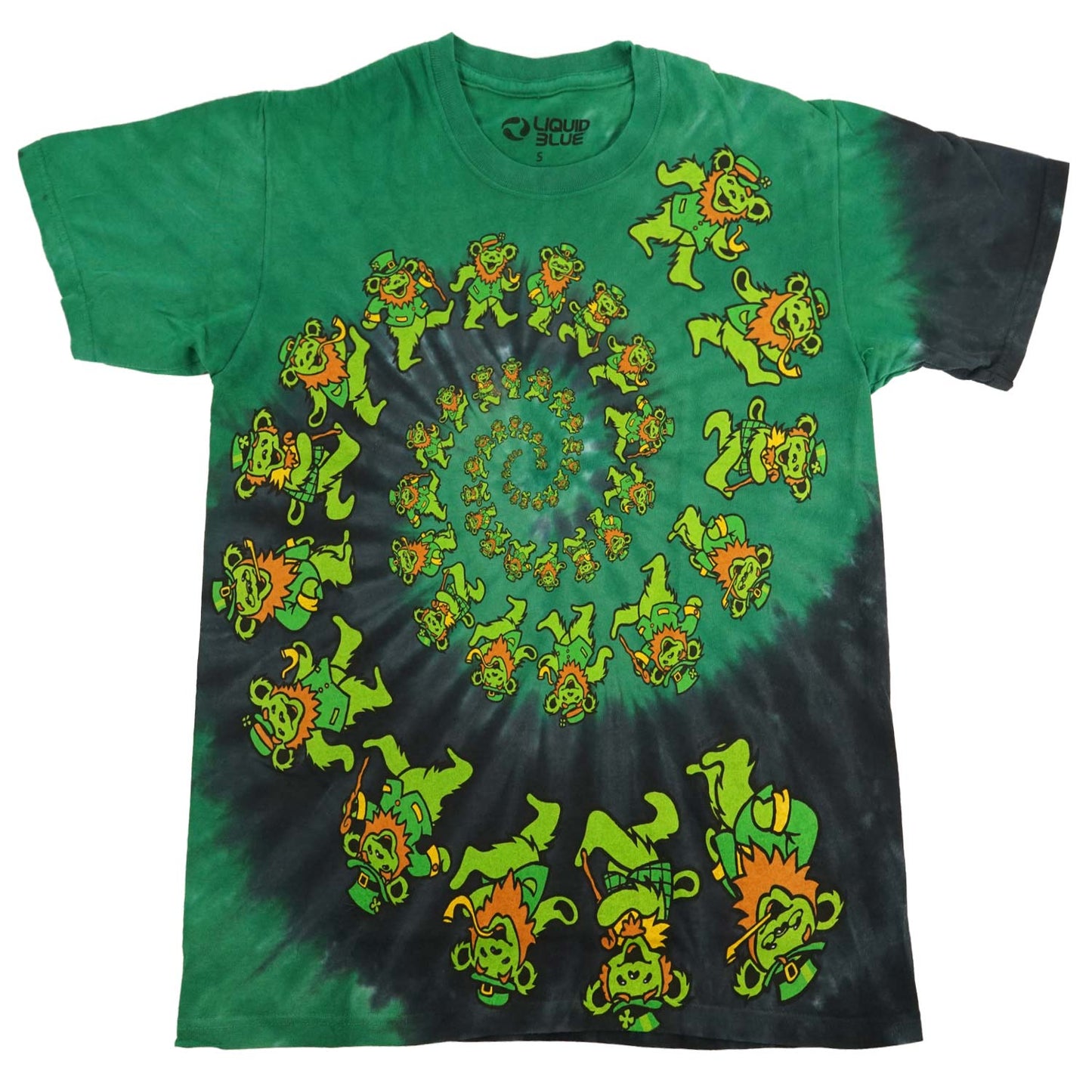 Grateful Dead Irish Spiral Bears Tie Dye T-shirt Front