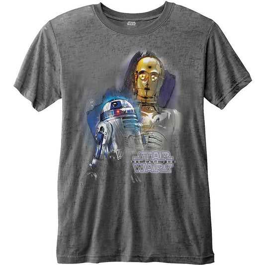 Star Wars Episode VIII Droids Portrait (Burn Out) Vintage T-shirt Front