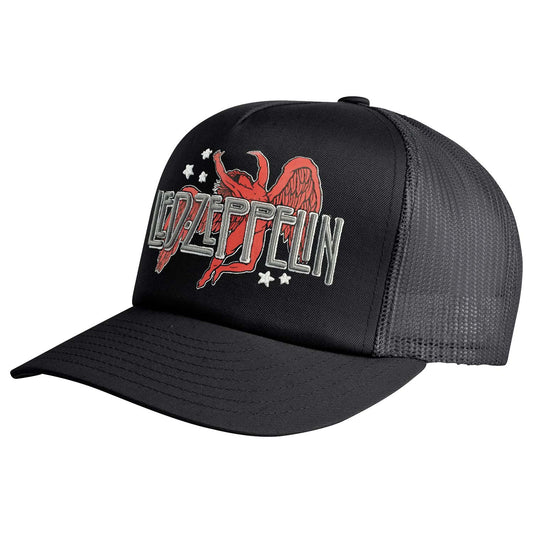 Led Zeppelin Icarus and Logo Trucker Cap Trucker Cap Front