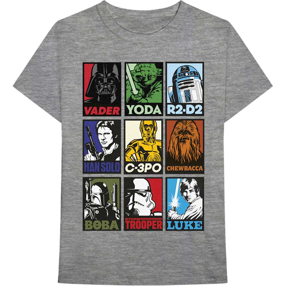 Star Wars Character Squares Slim Fit T-shirt Front