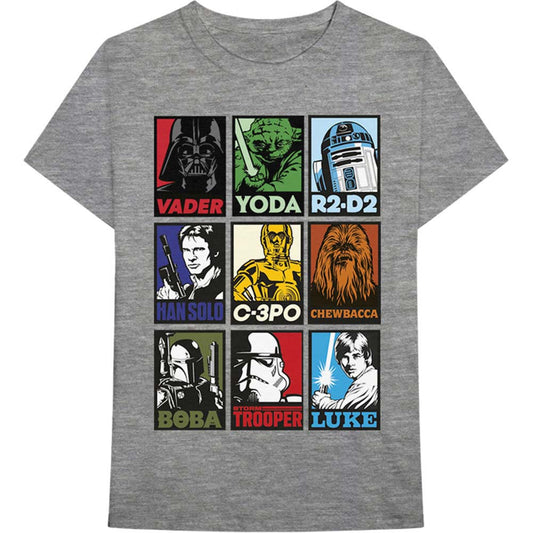 Star Wars Character Squares Slim Fit T-shirt Front