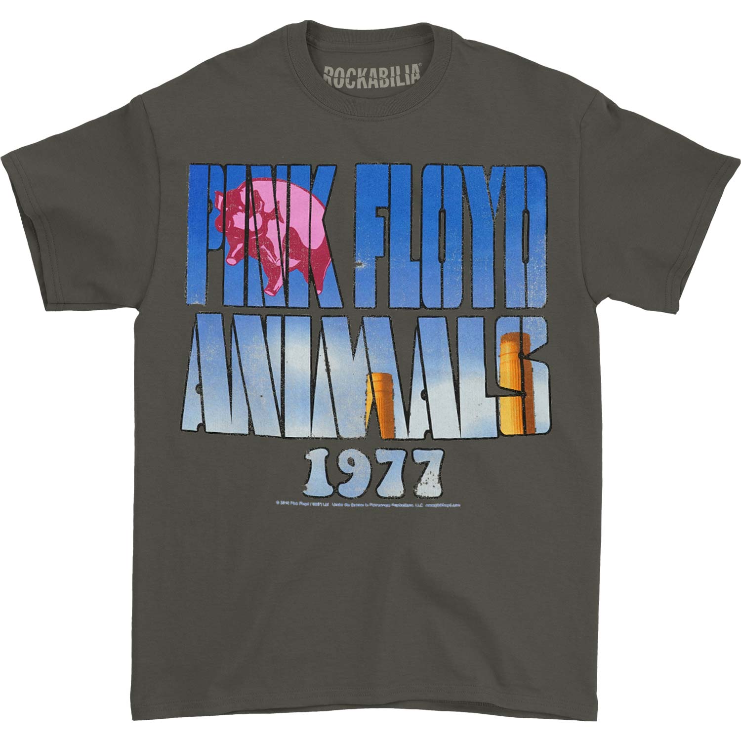 Pink Floyd Pig in Text T-shirt Front