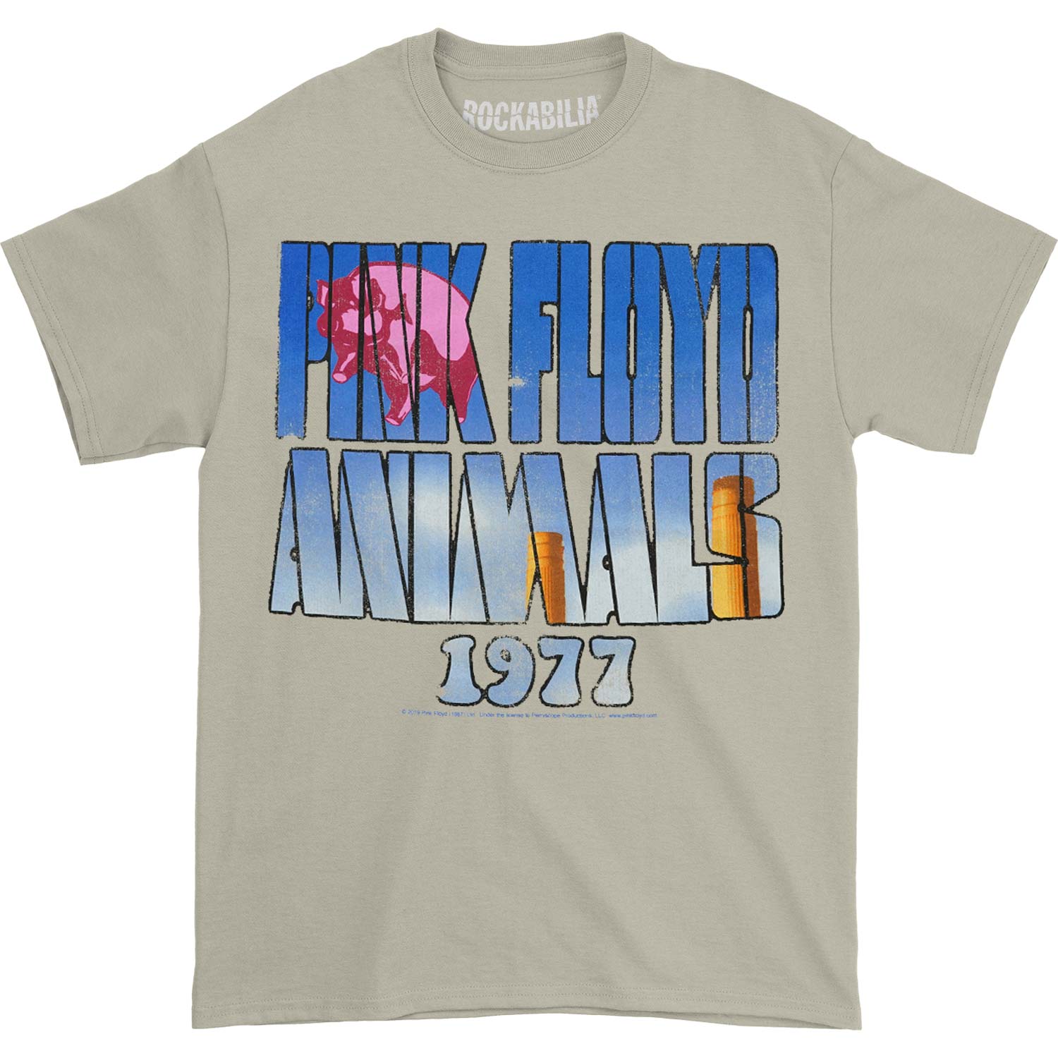 Pink Floyd Pig in Text T-shirt Front