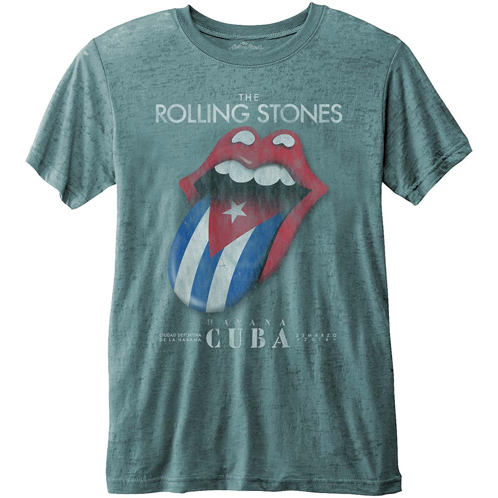 Rolling Stones Havana Cuba with Burn Out Finishing Vintage T-shirt Front