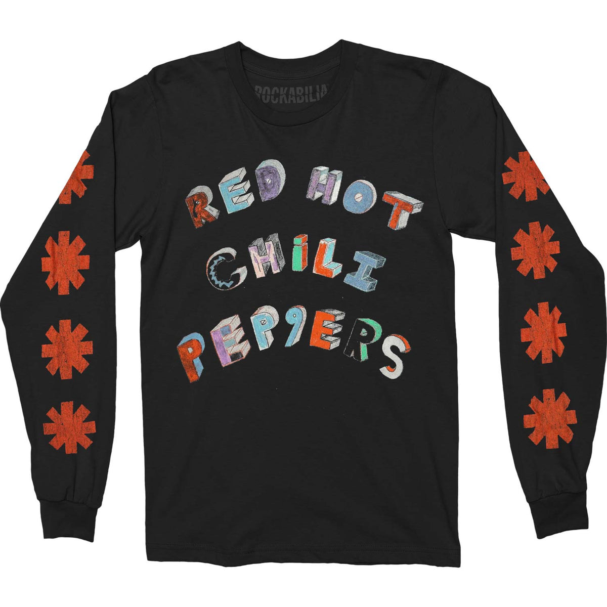 Red Hot Chili Peppers Cartoon Text  Long Sleeve Front