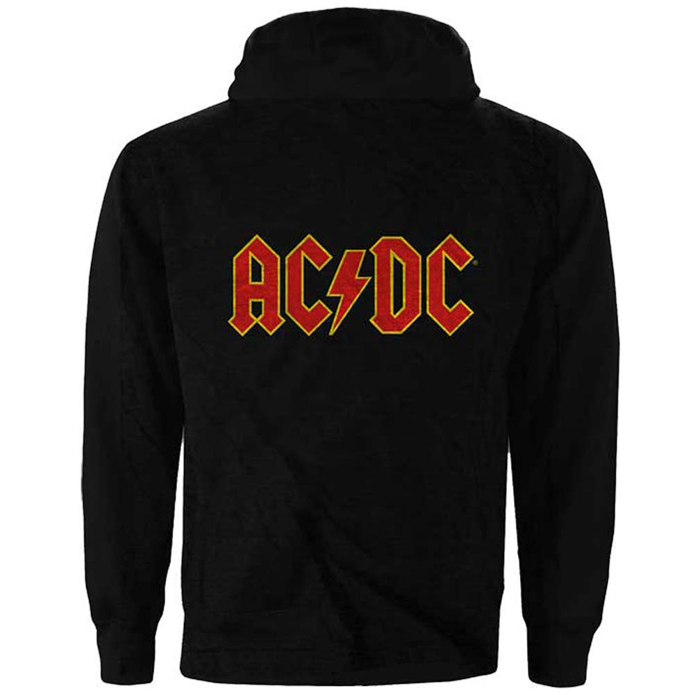 AC/DC Logo (Back Print) Zippered Hooded Sweatshirt Back