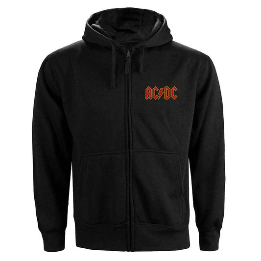 AC/DC Logo (Back Print) Zippered Hooded Sweatshirt Front