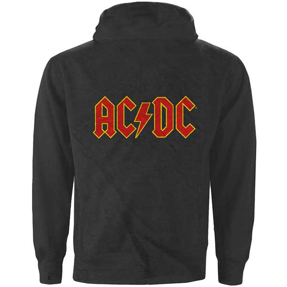 AC/DC Logo (Back Print) Zippered Hooded Sweatshirt Back