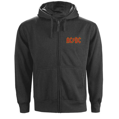 AC/DC Logo (Back Print) Zippered Hooded Sweatshirt Front