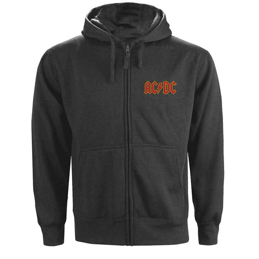 AC/DC Logo (Back Print) Zippered Hooded Sweatshirt Front