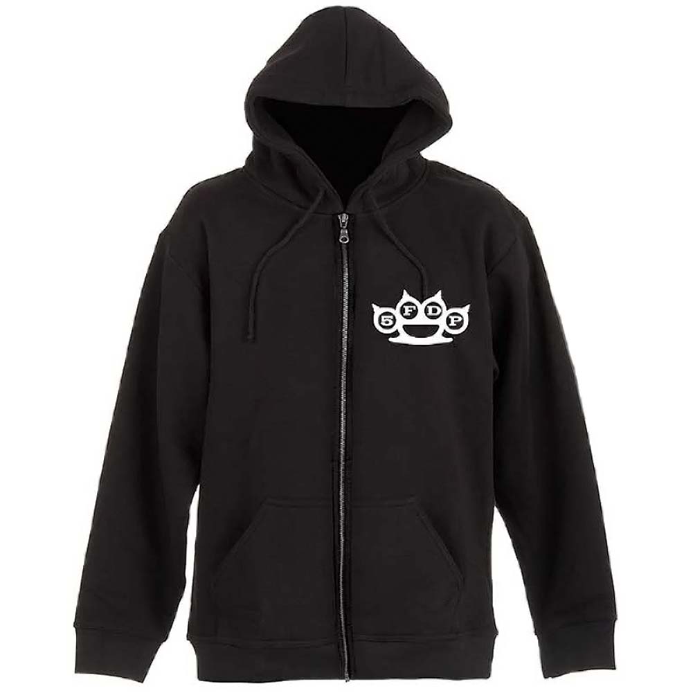 Five Finger Death Punch Knuckles (Back Print) Zippered Hooded Sweatshirt Front