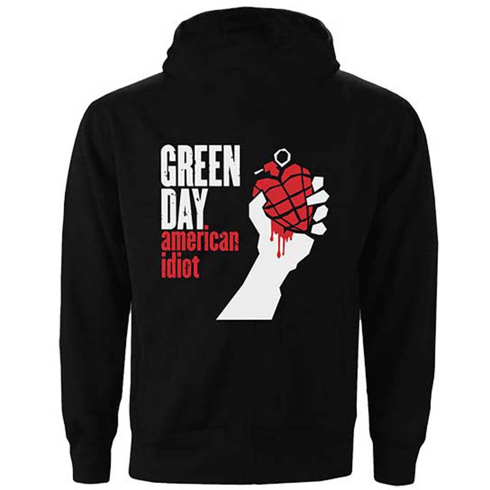 Green Day American Idiot (Back Print) Zippered Hooded Sweatshirt Back