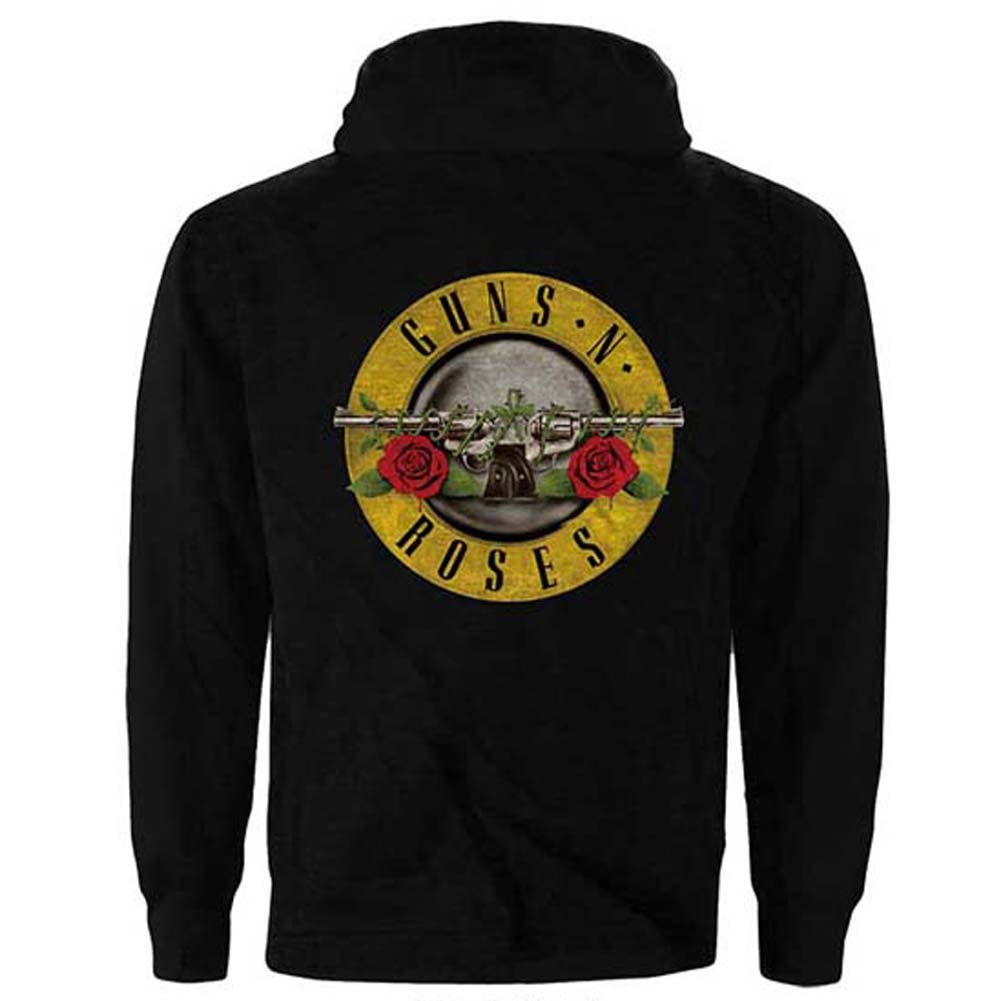 Guns N Roses Classic Logo Zippered Hooded Sweatshirt Back