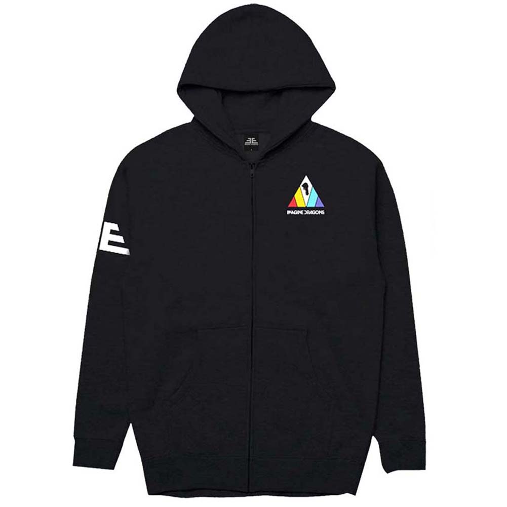 Imagine Dragons Triangle (Back Print) Zippered Hooded Sweatshirt Front