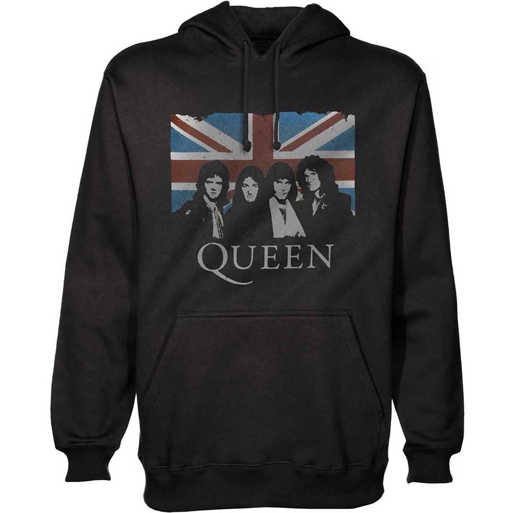 Queen Vintage Union Jack Hooded Sweatshirt Front