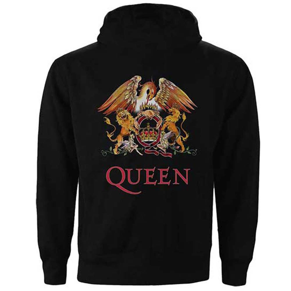 Queen Classic Crest (Back Print) Zippered Hooded Sweatshirt Back