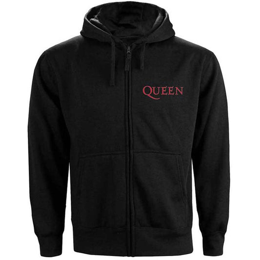 Queen Classic Crest (Back Print) Zippered Hooded Sweatshirt Front
