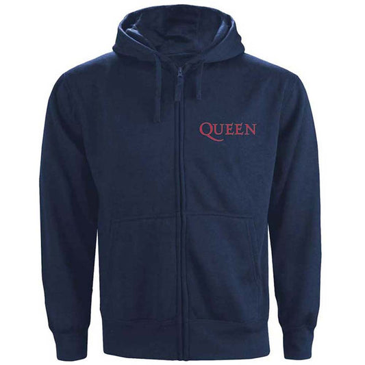 Queen Classic Crest (Back Print) Zippered Hooded Sweatshirt Front