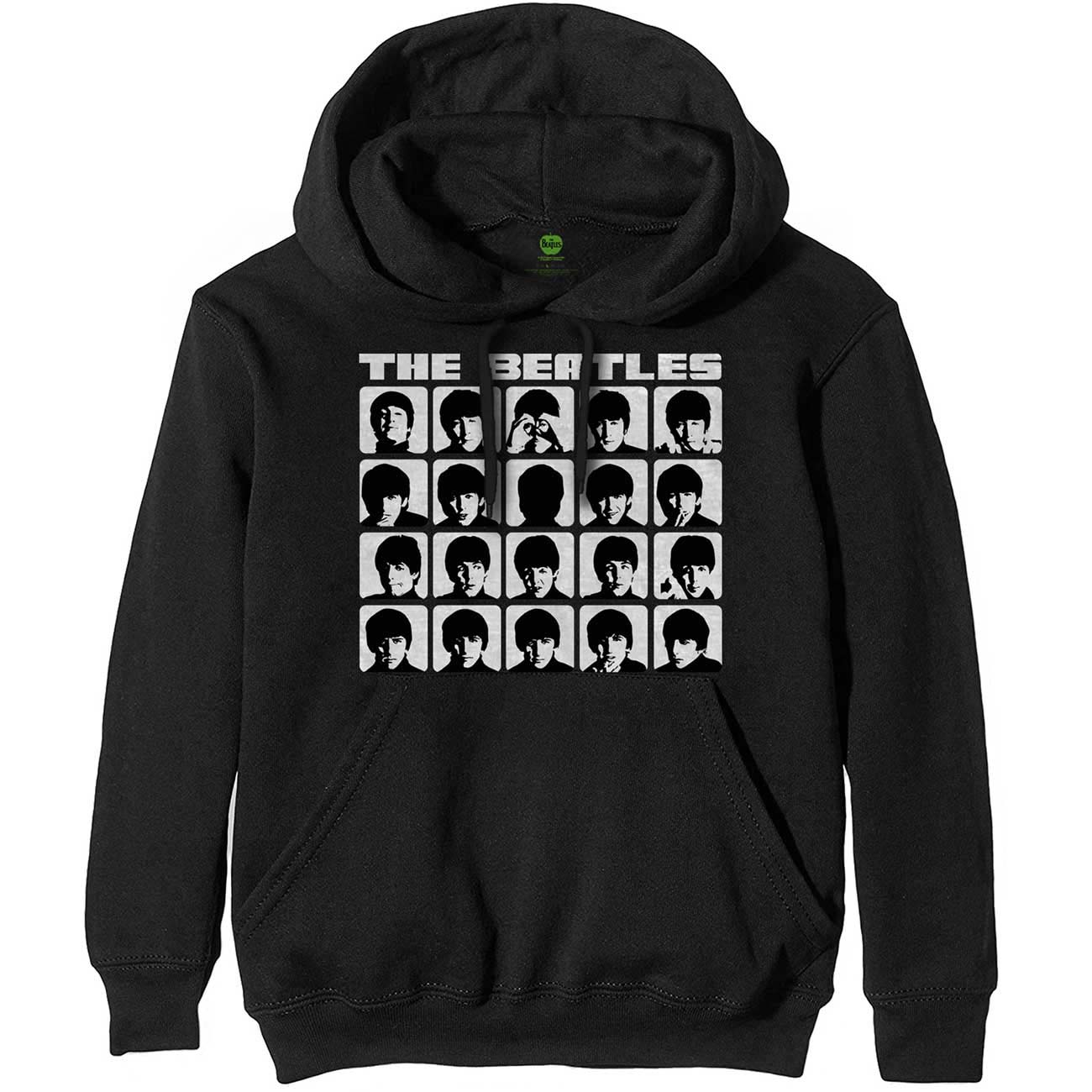 Beatles Hard Days Night Faces Mono Hooded Sweatshirt Front