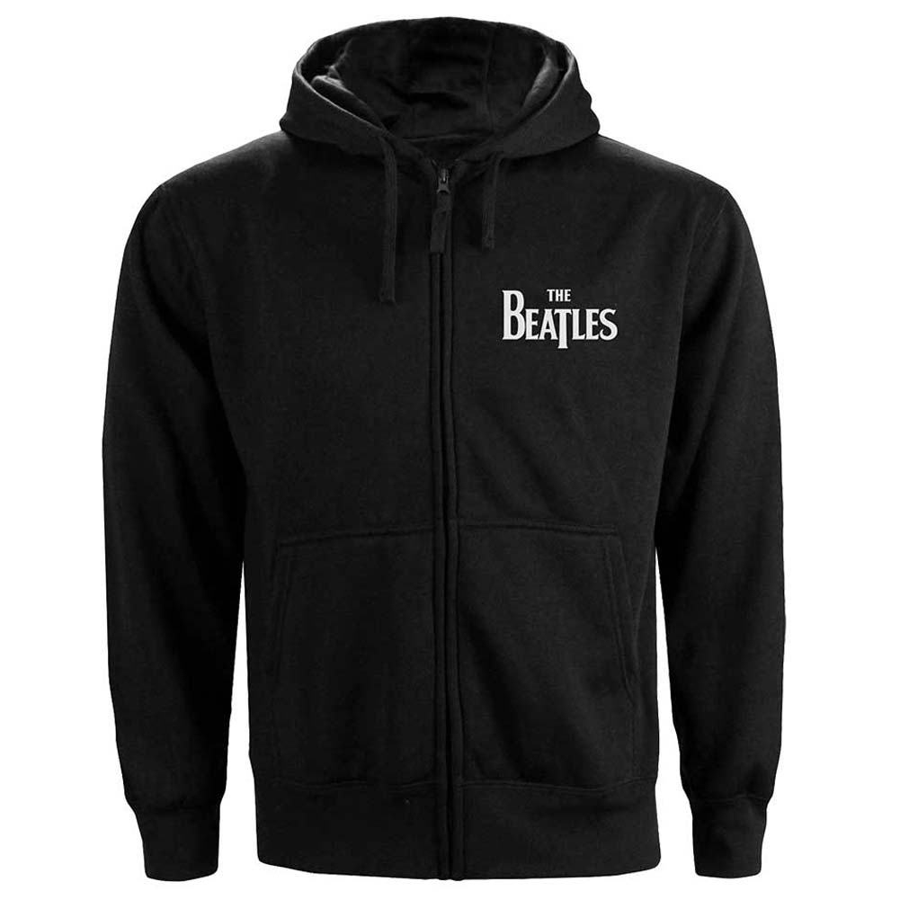 Beatles Drop T Logo (Back Print) Zippered Hooded Sweatshirt Front