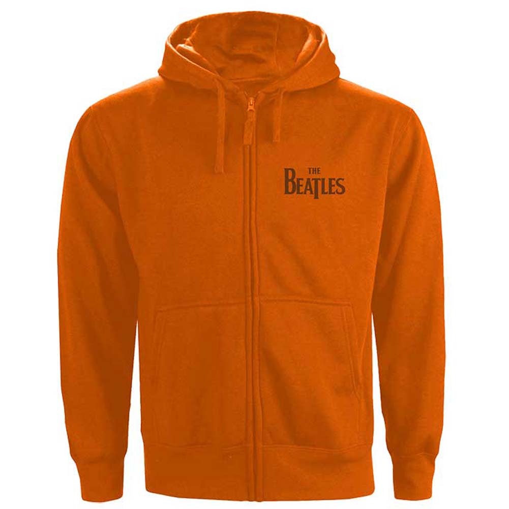 Beatles Drop T Logo (Back Print) Zippered Hooded Sweatshirt Front