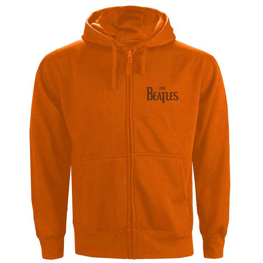 Beatles Drop T Logo (Back Print) Zippered Hooded Sweatshirt Front
