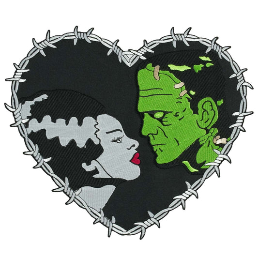 Bride Of Frankenstein Bride/Frank Stitch Heart Back Patch by Rock Rebel Embroidered Patch Front