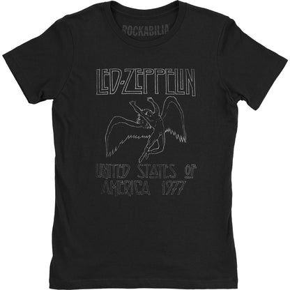 Juniors USA 77 Black Juniors Lightweight T-shirt Junior Top