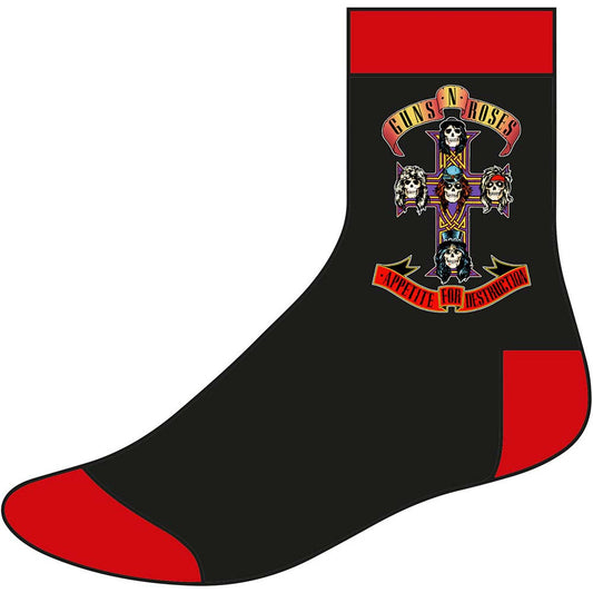 Guns N Roses Appetite Cross (Size 8 - 12) Socks Front