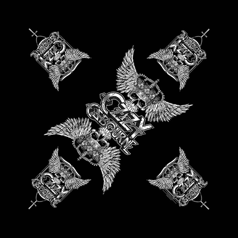 Ozzy Osbourne Skull & Wings Bandana Front