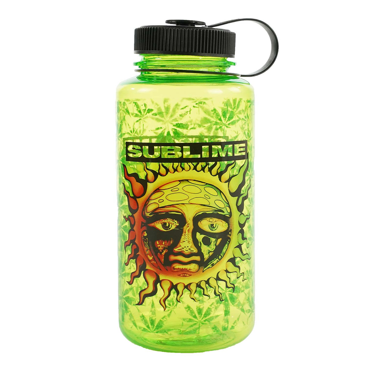 Sublime Sun Logo 35oz Green Plastic Water Bottle w Screw Down Lid Water Bottle Front