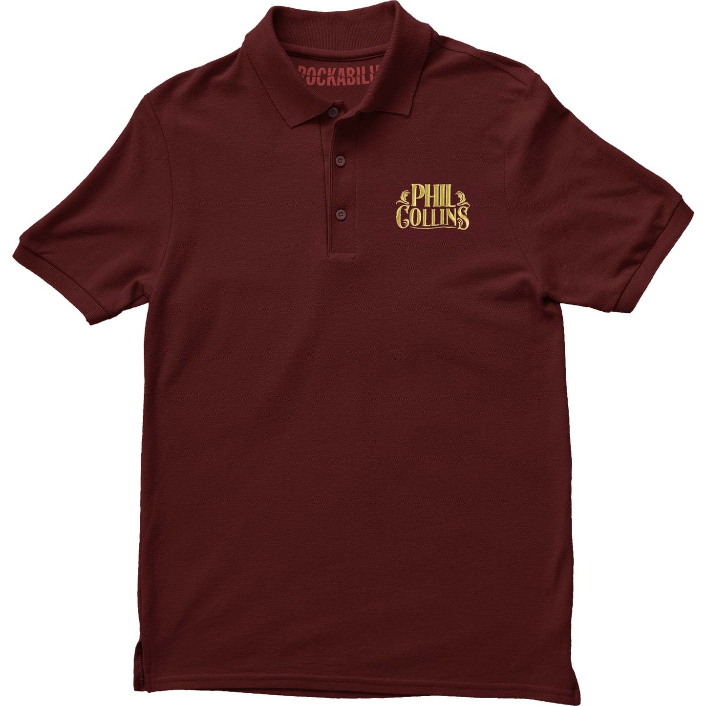 Phil Collins Embroidered Text Lightweight Polo Polo Shirt Front