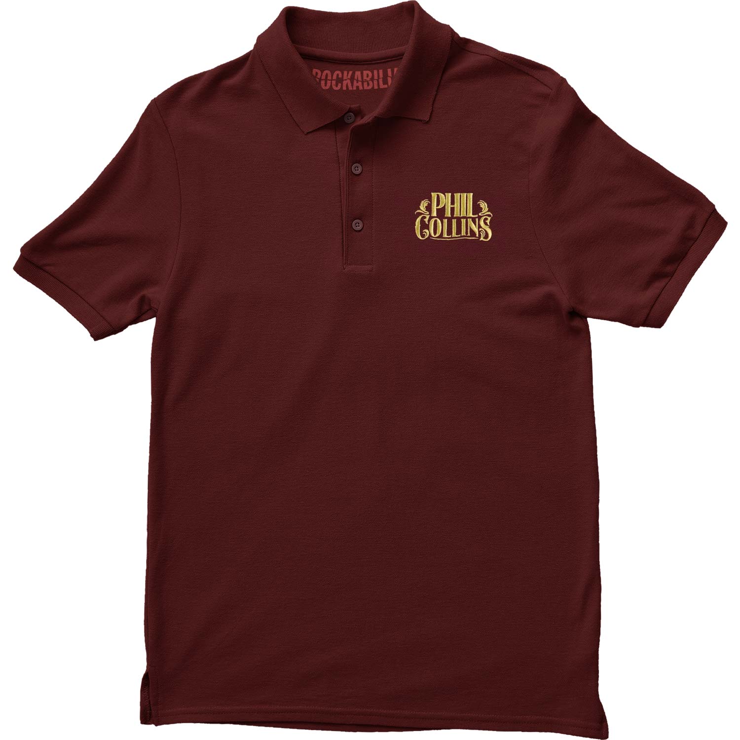 Phil Collins Embroidered Text Lightweight Polo Polo Shirt Front