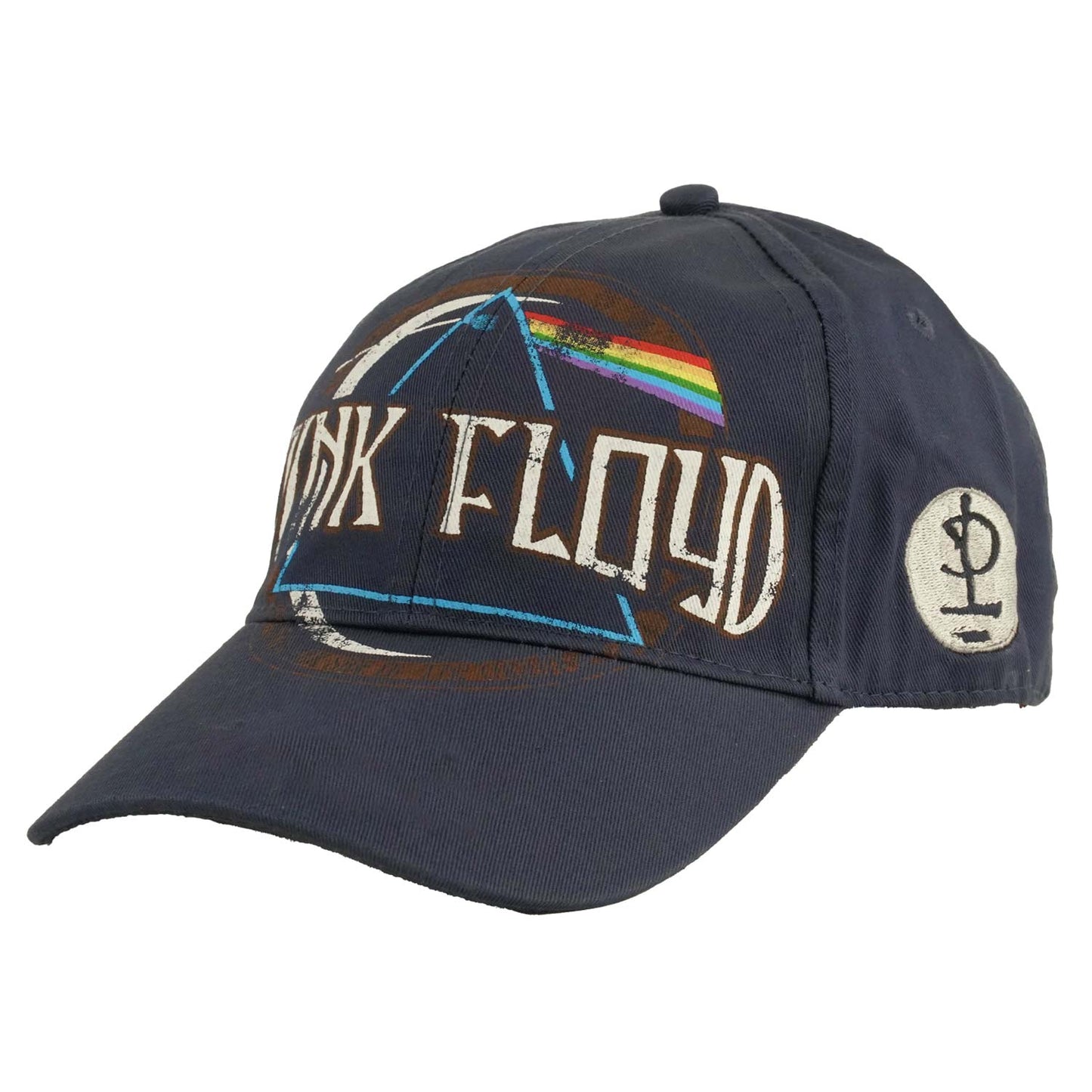 Pink Floyd Dark Side of the Moon Album Distressed (Navy Blue) Baseball Cap Front