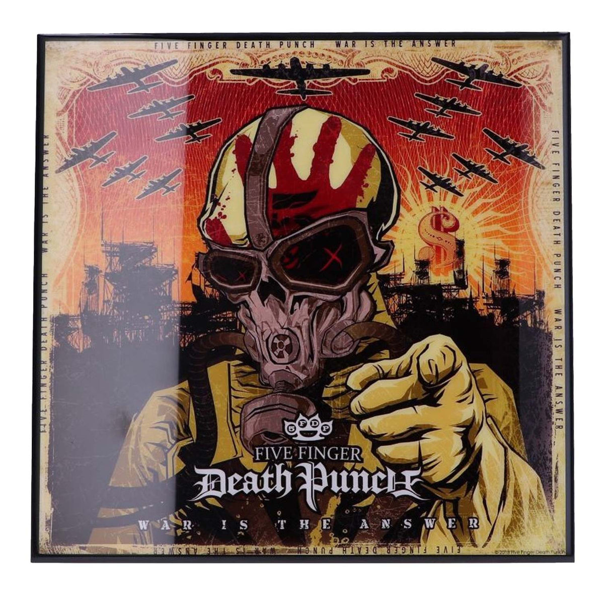 Five Finger Death Punch War is the Answer Crystal Clear Pic 32cm Framed Wall Art Front
